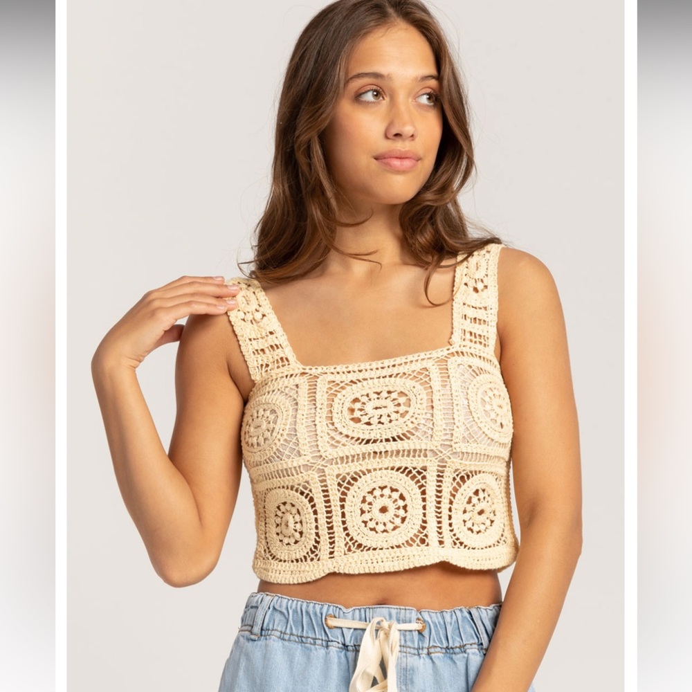 FULL TILT Crochet Granny Square Womens Cami